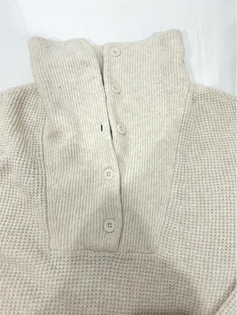 Aerie Cozy Up Oversized Waffle Knit Button Sweater Beige XXL - Picture 5 of 9